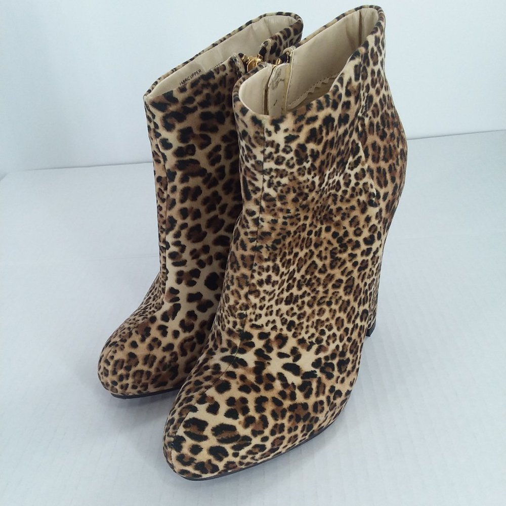 Diba Cheetah Print Fabric Platform Ankle Boots Size 6.5M